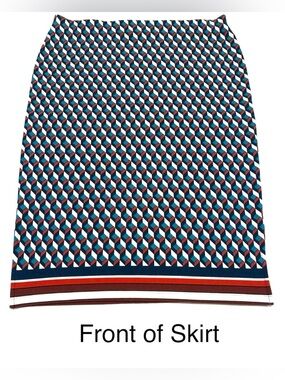 Jules & Leopold Geometric Cube Print Pencil Skirt Size Large EUC